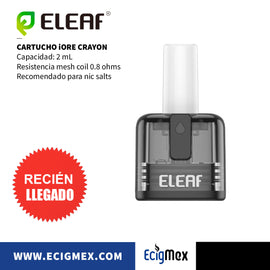 Cartucho Eleaf para iORE Crayon Pod Integra Mesh Coil de 0.8 ohms Capacidad 2 mL