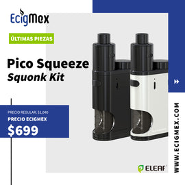 Kit Inicial Eleaf Pico Squeeze con Atomizador RDA Coral Sistema Squonk Capacidad 6.5 mL Requiere una batería 18650 Compacto y Sencillo