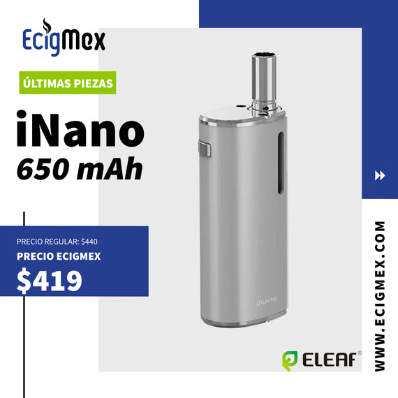 Equipo Vaporizador Eleaf iNano 650 mAh varios colores fácil de usar y transportar