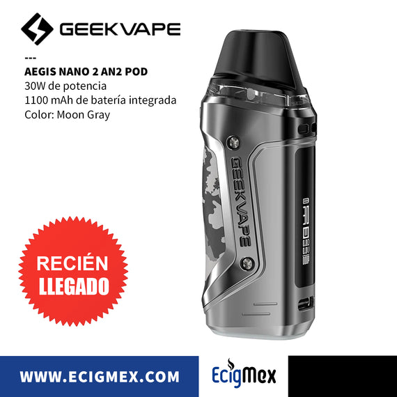 Kit Vapeador Geek Vape Aegis Nano 2 AN2 Batería Integrada 1100 mAh Potencia 30W Resistente al Agua-Polvo-Golpes Diseño Compacto