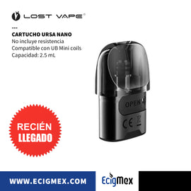 Cartucho Vacio para POD Lost Vape URSA Nano Capacidad 2.5 mL SIN Resistencia