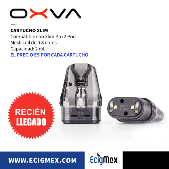 Cartucho OXVA Xlim Top Filling Resistencia de 0.8 ohms Compatible con Xlim Pro 2 Pod y Serie Xlim Capacidad 2 mL