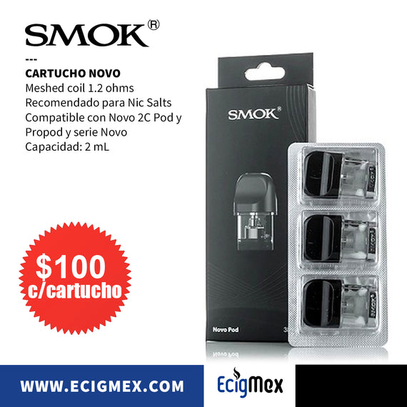 Cartucho para POD Kit Smok NOVO NOVO 2 NOVO 3 NOVO 2X y NOVO M con opciones Mesh y Dual Coils para vapeo MTL