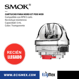Cartucho para POD Smok NORD GT para RPM 3 Coils con capacidad de 5 mL No incluye Resistencia