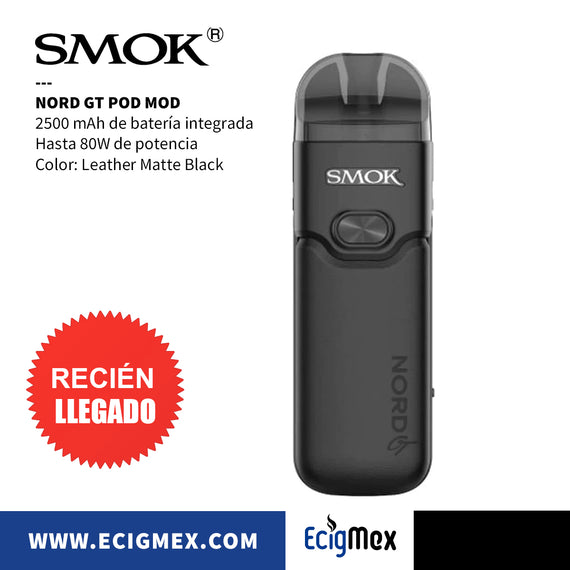 POD MOD Smok Nord GT 2500 mAh Hasta 80W de potencia Para RPM 3 coils Capacidad 5 mL y Pantalla OLED