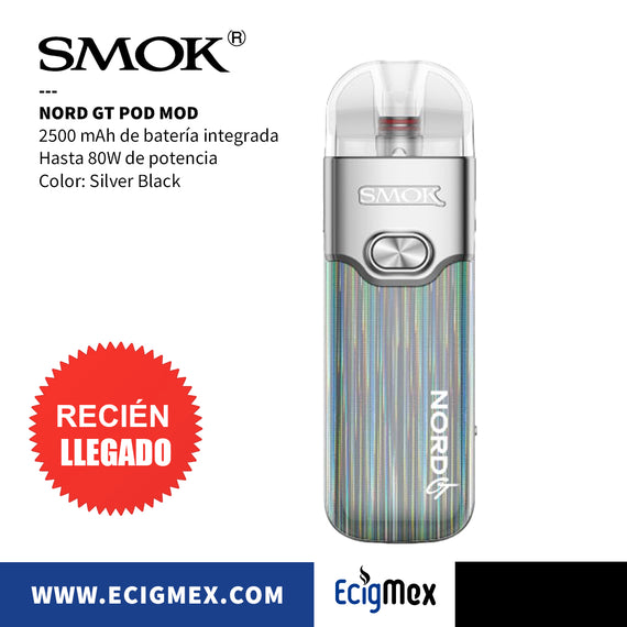 POD MOD Smok Nord GT 2500 mAh Hasta 80W de potencia Para RPM 3 coils Capacidad 5 mL y Pantalla OLED