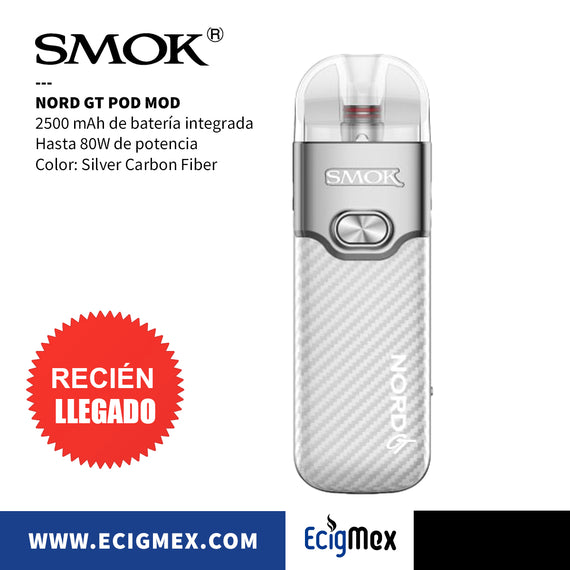 POD MOD Smok Nord GT 2500 mAh Hasta 80W de potencia Para RPM 3 coils Capacidad 5 mL y Pantalla OLED