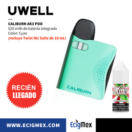 POD Uwell Caliburn AK3 520 mAh Diseño Ligero y Elegante Cartuchos compatibles con Serie A3 Recomendado para Nic Salts