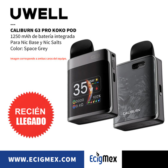 NUEVO POD Uwell Caliburn G3 PRO Serie KOKO Batería integrada de 1250 mAh Potencia 35W Full Screen TFT 1.8 pulgadas Moderno y Estético