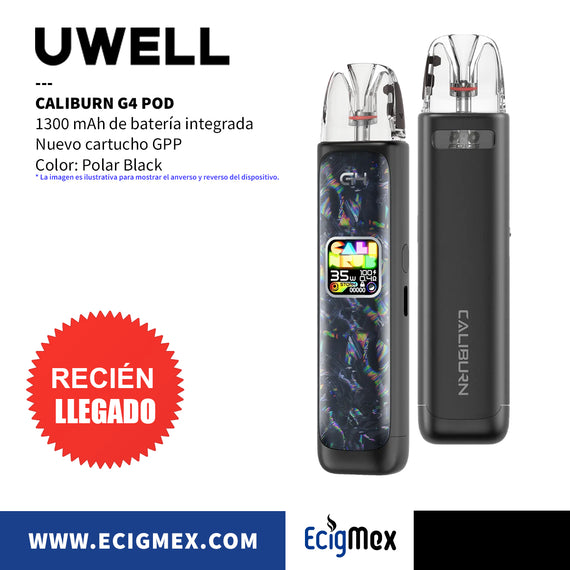 NUEVO POD Uwell Caliburn G4 Batería Integrada 1300 mAh 35W de potencia y Pantalla OLED Integrada con nuevo Cartucho GPP