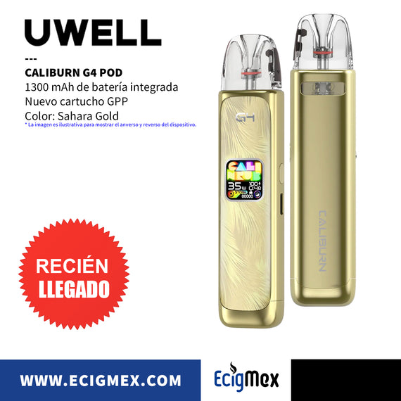 NUEVO POD Uwell Caliburn G4 Batería Integrada 1300 mAh 35W de potencia y Pantalla OLED Integrada con nuevo Cartucho GPP