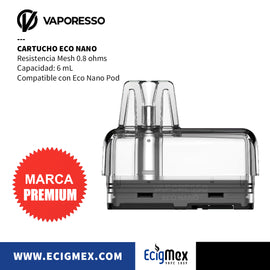Cartucho para cigarro electrónico Vaporesso ECO Nano Capacidad 6 mL para Nic Salts