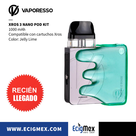 POD Inicial Vaporesso XROS 3 NANO 1000 mAh Cartucho Magnético 2 mL Diseño Refrescante Ideal para Nic Salts