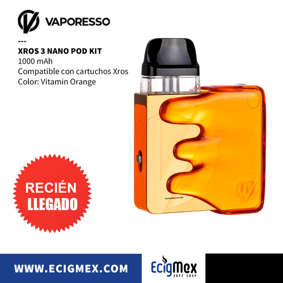POD Inicial Vaporesso XROS 3 NANO 1000 mAh Cartucho Magnético 2 mL Diseño Refrescante Ideal para Nic Salts