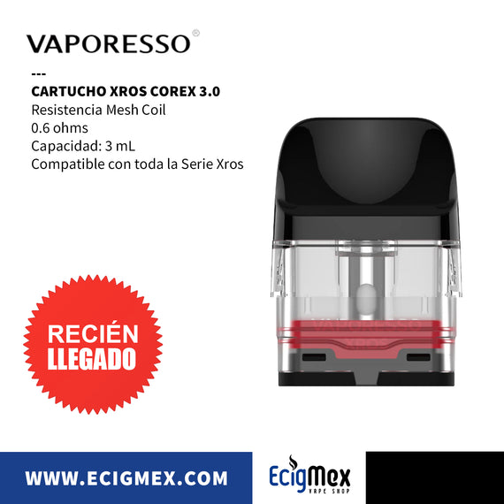 Cartucho para vaporizador electrónico Vaporesso XROS Magnético 2 mL Mesh Coil Varios Ohms Transparente