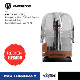 Cartucho para Vaporesso LUXE Q Incluye Mesh Coil Diversos ohms Recomendado para Nic Salts Capacidad 2 y 3 mL