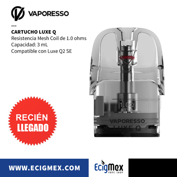 Cartucho para Vaporesso LUXE Q Incluye Mesh Coil Diversos ohms Recomendado para Nic Salts Capacidad 2 y 3 mL