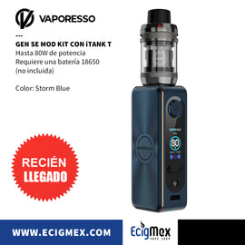 MOD KIT Vaporizador Vaporesso GEN SE con NUEVO Atomizador iTank T Requiere 1 batería 18650 Hasta 80W de potencia