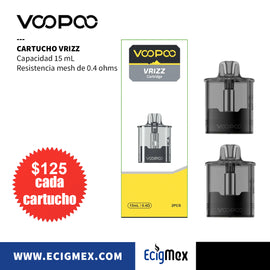 Cartucho para POD Voopoo VRizz Capacidad 15 mL y Resistencia incluida de 0.4 ohms
