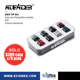 Set de 8 Drip Tips Boquillas para cigarro electrónico Aleader Resin 810 Colores Random