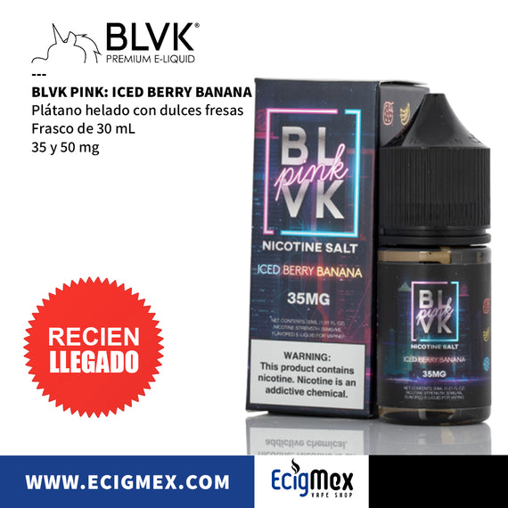 Líquido / Eliquid para vapeo BLVK PINK Sabor Base Fresa y Sales de Nicotina varios sabores 30 mL