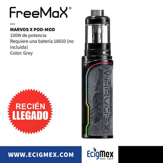 Kit Inicial FreeMax Marvos X 100 W Diseño Lighting y Tecnología Doble Mesh-D Coil Requiere batería externa 18650