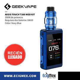 MOD KIT GeekVape Aegis T200 Pantalla Full Touch 200W Potencia y Tecnología IP68 Requiere 2 baterías 18650 Inteligencia Artificial Infinita