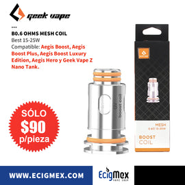 Resistencias Geek Vape Serie B Boost Mesh Coil Varios Ohms compatible con vapeadores Aegis y varios más