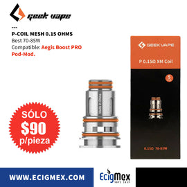 Resistencias Geek Vape Serie P-Coil Varias Capacidades compatibles con Pod-Mod Aegis Boost PRO