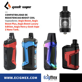 Resistencias Geek Vape Serie B Boost Mesh Coil Varios Ohms compatible con vapeadores Aegis y varios más