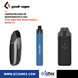 Resistencias Geek Vape Serie G-Coil Kanthal y Mesh efectivas a bajo costo compatibles con Aegis Pod y varios pods más
