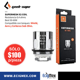 Resistencias Geek Vape Serie Supermesh X1 y X2 compatible con Cerberus Tank y Varios más