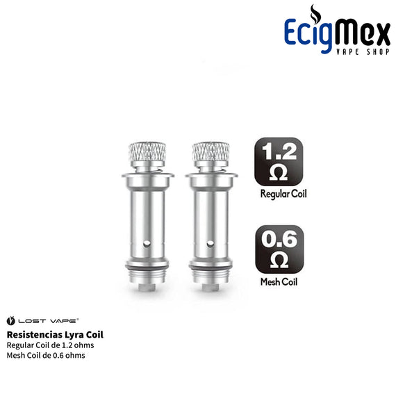 Resistencias para pod electrónico Lost Vape Lyra dos capacidades Regular Coil y Mesh Coil de 2 mL