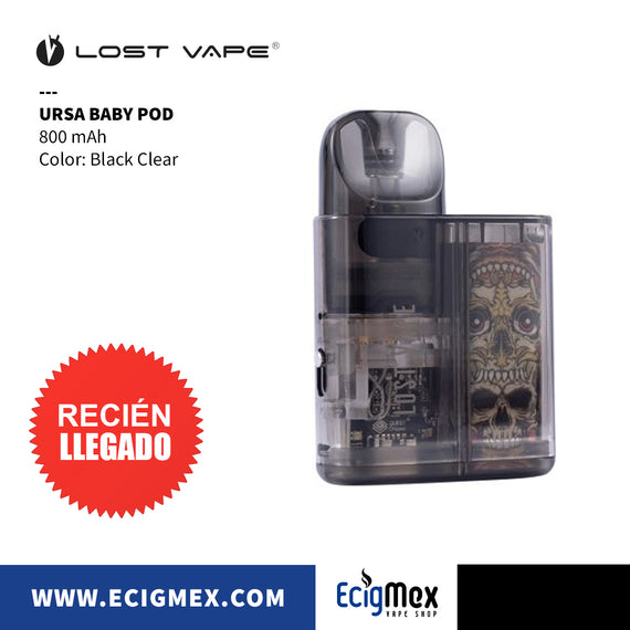 POD Vaporizador Lost Vape URSA Baby Kit 800 mAh Capacidad 2.5 mL Diseño Extravagante y Traslúcido