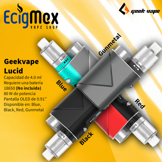 Kit Inicial GeekVape Lucid 80W varios colores compacto y poderoso