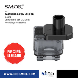 Cartucho Smok Serie G-Priv Pod Relleno Fill Top y Apertura Deslizante Capacidad 5.5 mL No incluye Resistencia