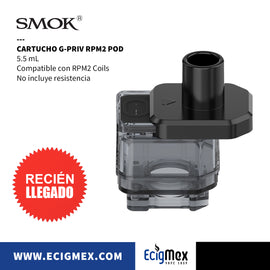 Cartucho Smok Serie G-Priv Pod Relleno Fill Top y Apertura Deslizante Capacidad 5.5 mL No incluye Resistencia