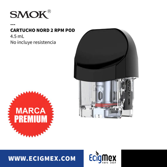 Cartucho para POD Smok NORD 2 Versión RPM y Nord con capacidad de 4.5 mL