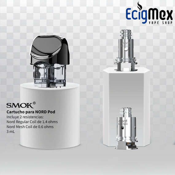 Cartucho para POD Kit Smok NORD con dos resistencias Mesh y Regular 3 mL de capacidad