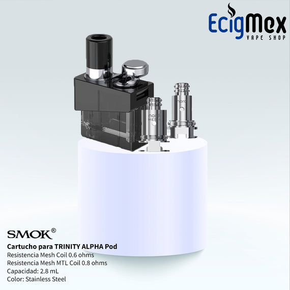 Cartucho para POD Kit Smok TRINITY ALPHA varios colores dos resistencias nord