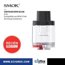 Cartucho Smok RPM 85/100 Compatible con RPM 3 y RPM 2Coils Capacidad 6 mL