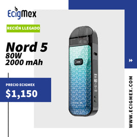 Starter Kit POD MOD Smok Nord 5 Potencia 80W y 2000 mAh Compatible con RPM 3 Coils