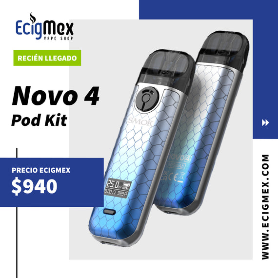 Kit Inicial POD Smok Novo 4 Starter Kit 800 mAh 25W de Potencia Mejorada varios colores