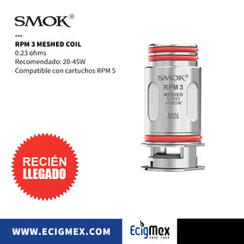 Resistencia para Vaporizador Smok Serie RPM 3 Meshed Coil Diversas capacidades Compatible con Cartucho RPM 5