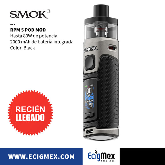 POD MOD Smok RPM 5 Batería integrada de 2000 mAh Potencia Hasta 80W Vapeo Satisfactorio y estético