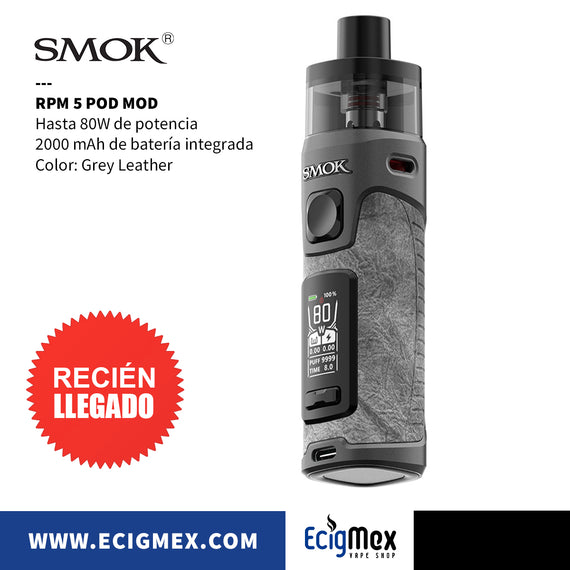 POD MOD Smok RPM 5 Batería integrada de 2000 mAh Potencia Hasta 80W Vapeo Satisfactorio y estético