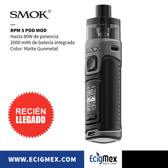 POD MOD Smok RPM 5 Batería integrada de 2000 mAh Potencia Hasta 80W Vapeo Satisfactorio y estético