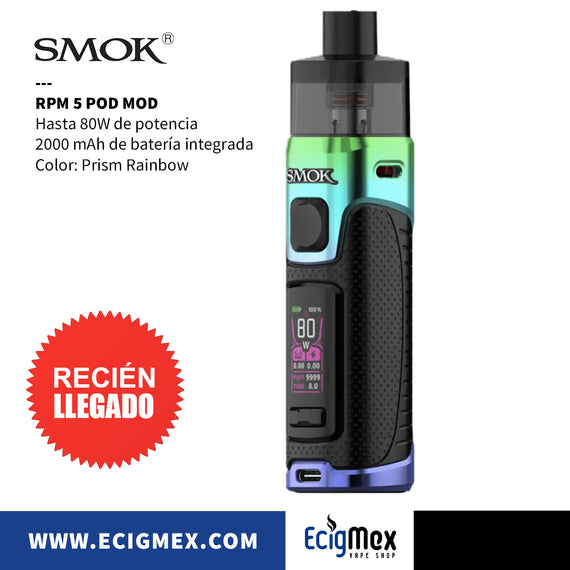 POD MOD Smok RPM 5 Batería integrada de 2000 mAh Potencia Hasta 80W Vapeo Satisfactorio y estético
