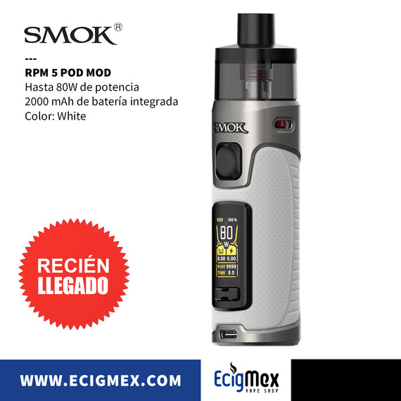 POD MOD Smok RPM 5 Batería integrada de 2000 mAh Potencia Hasta 80W Vapeo Satisfactorio y estético