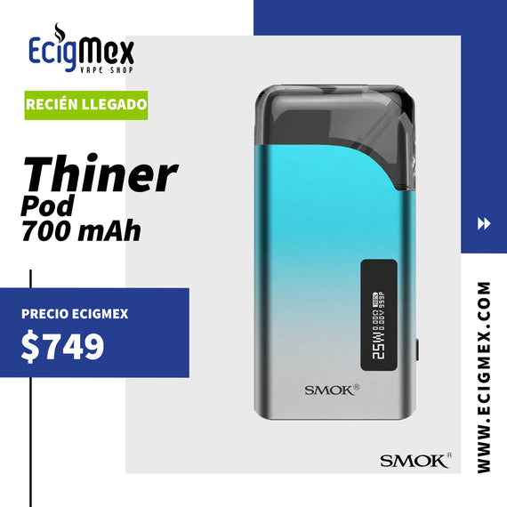 Kit Inicial POD Smok Thiner 700 mAh Potencia Ajustable hasta 25W Ideal para Sales de Nicotina Diseño Compacto